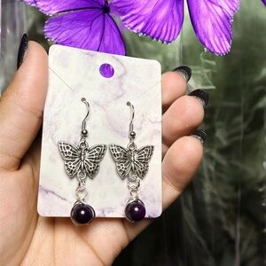Purple Tiger’s Eye Butterfly Earrings